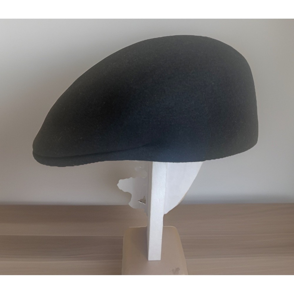 Italy Newsboy Hat Black 100% Wool Made In Italy  (Size 55) Vintage Old Money